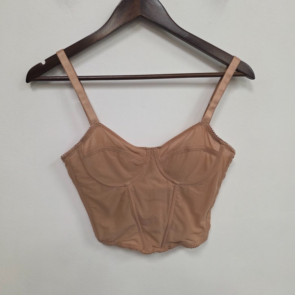 Sorella Nude Corset Top Size S Tan Bustier Whimsigoth Fairy Grunge Boho Concert